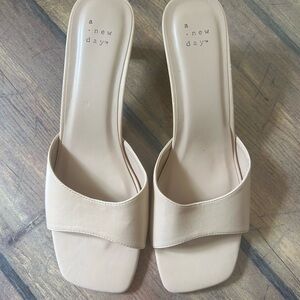 a new day Cream Square-Toe Slide Heels